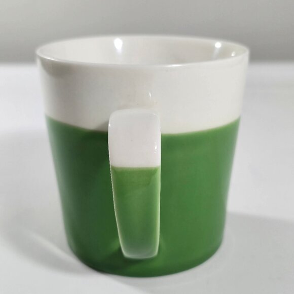 Vintage Crate&Barrel Color Block Coffee Mug Green and White Large 12-14oz - Picture 6 of 11